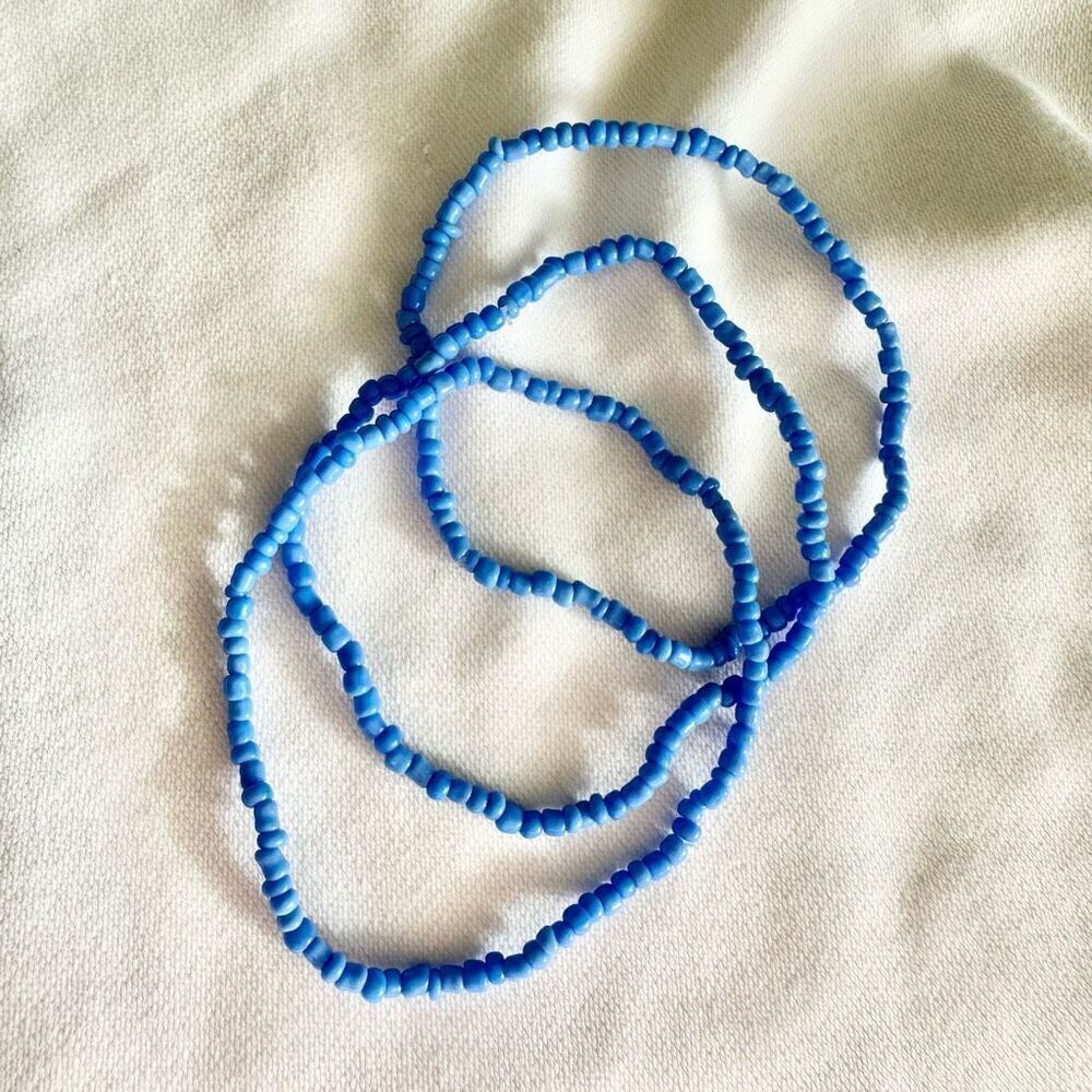 Powder blue Set of 3 petite beaded bracelets